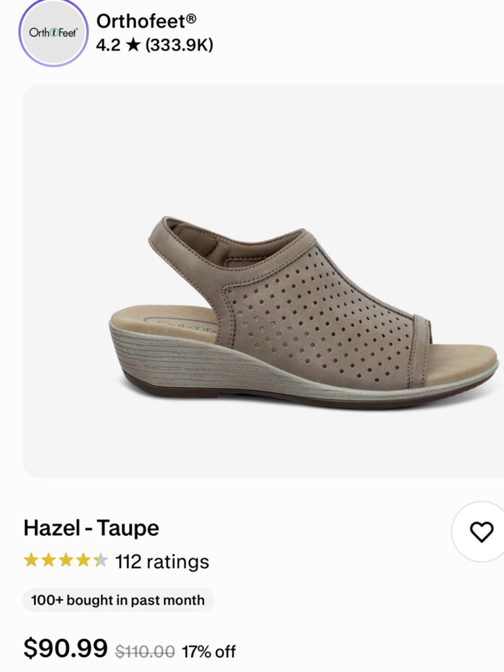 Orthofeet Hazel Comfort Sandals in Taupe 7.5 wedge Velcro comfortable walking - Picture 2 of 13